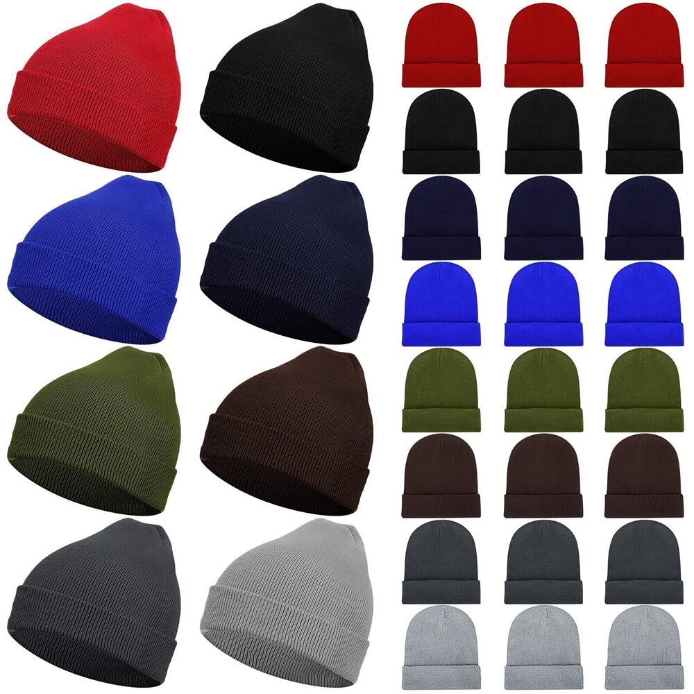 6621 48 Pieces Winter Beanies Bulk, Solid Color Beanies, Knitted Beanie